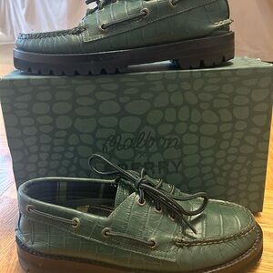Sperry x Malbon Golf Green Croc Boat Shoes